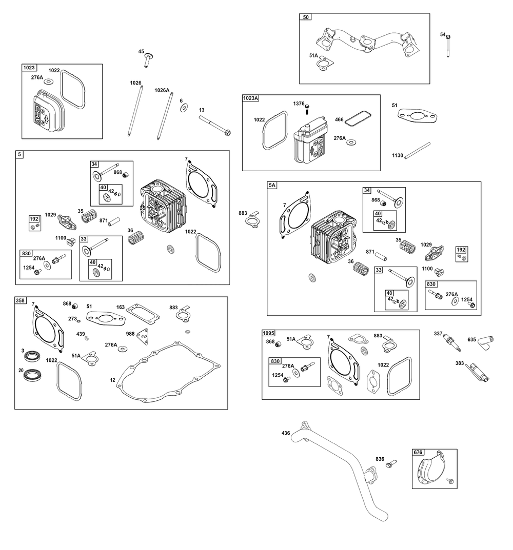 Cylinder Head Group Diagram and Parts List for 389575-0006-E1 200000 - 399999 Briggs and Stratton Engine